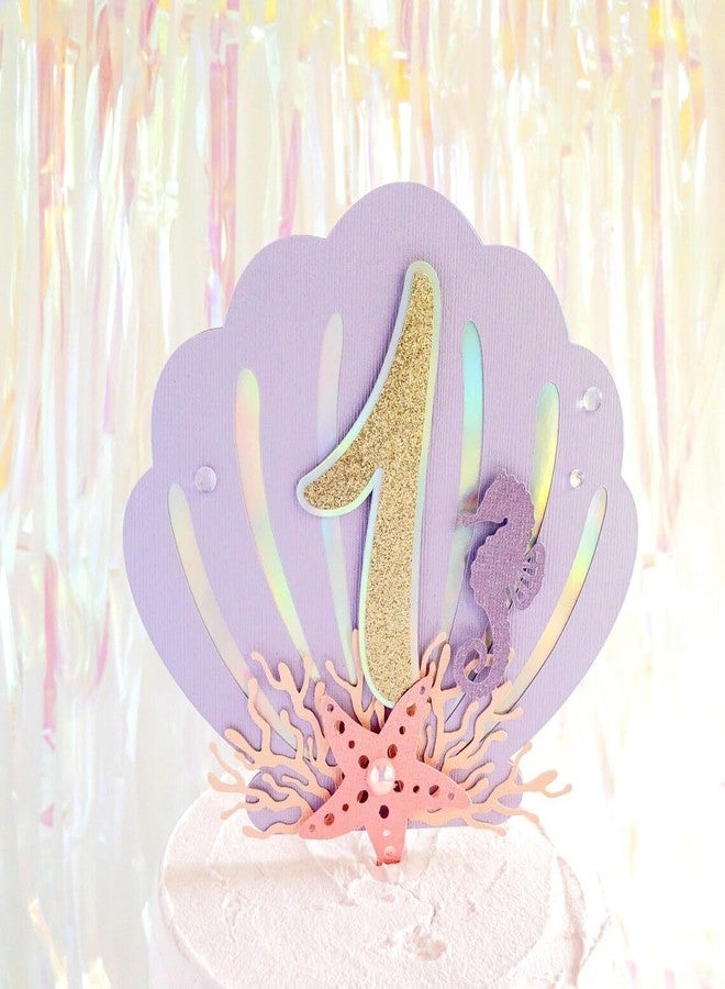 Haoser Mermaid 1st Birthday Cake Topper - Under the Sea Party Decorations for Girls, Mermaid Theme Cake Topper 6" x 6.5" for Baby Girl Party Supplies, Ocean Birthday Decor - Image 1
